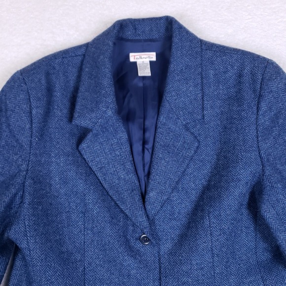 Talbots Blazer 16 Vintage Wool Herringbone Blue Academia Career Professional - Picture 2 of 7